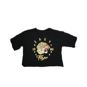 Grayson Threads Black Crop Top with Tiger Graphic